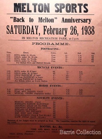 Programme, Melton Sports Programme, 1938