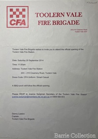 Document, Toolern Vale Rural Fire Brigade, 1983, 2014