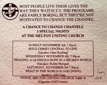 Card, Melton Uniting Church invite, Unknown