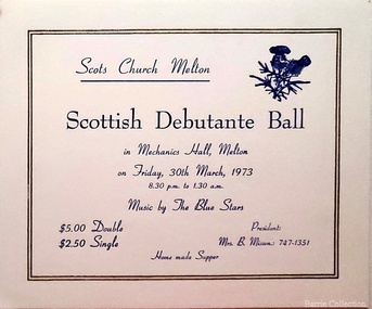 Card, Scottish Debutante Ball invite, 1973