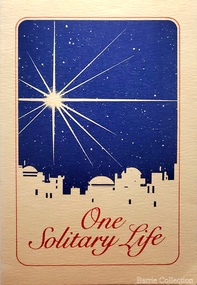 Card, Melton Uniting Church 'One Solitary Life' Christmas Card, Unknown
