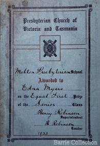 Award, Edna Myer's Melton Presbyterian School Awards, 1933