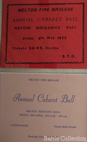 Archive, Fire Brigade invitations, 1972, 1973, 1975, 1979, 1981