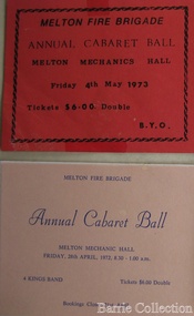 Archive, Fire Brigade invitations, 1972, 1973, 1975, 1979, 1981