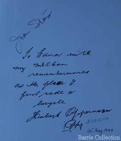 Document, Autograph by Hubert Opperman, 1994