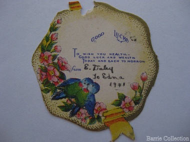 Card, Card sent to Edna from E.Daley, 1941