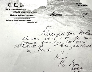 Financial record, C.E Barrie invoices, 1911