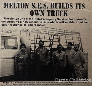 Newspaper, Melton S.E.S Builds its Own Truck, 1983