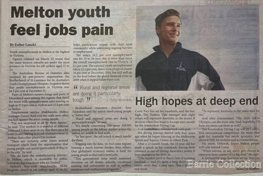 Newspaper, Melton Youth feel jobs pain, 2016