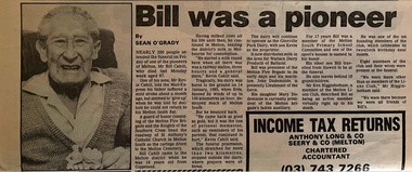 Newspaper, Bill was a pioneer, 1989