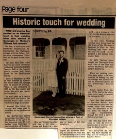 Newspaper, Historic touch for wedding, 1984