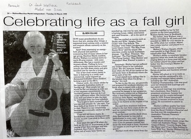 Newspaper, Celebrating life as a fall girl, 1999