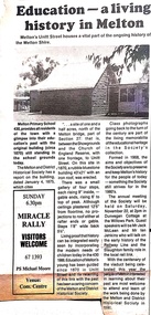 Newspaper, Education- a living history in Melton, 1986