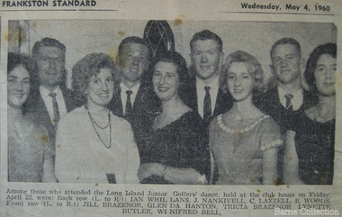 Newspaper, Long Island Junior Golfers' Dance, 1960