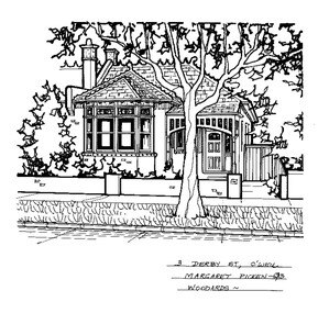 Drawing (series) - Architectural drawing, 3 Derby Street, Camberwell, It is a bit illegible but could be 1993