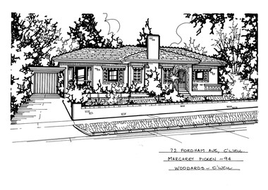 Drawing (series) - Architectural drawing, 72 Fordham Avenue, Camberwell, 1994