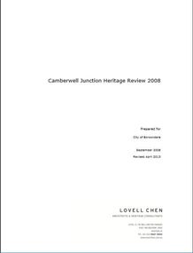 Document, Lovell Chen Architects and Heritage Consultants, Camberwell Junction Heritage Review 2008, 2008