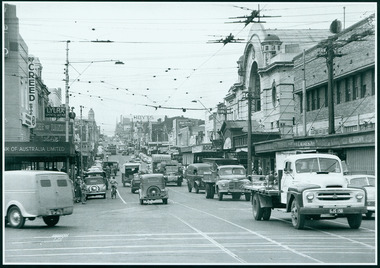 Photograph, Camberwell, Victoria, view of Burke Road and stores, c. 1950