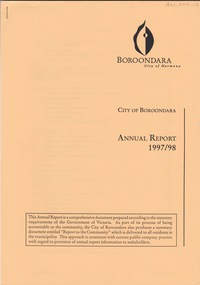 Document (Item) - Report, City of Boroondara, City of Boroondara Annual Report 1997-98, 1998