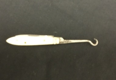 Glove button hook and pen knife