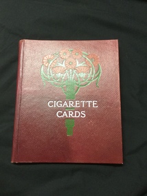 Wills, Capstan and Havelock Cigarette Cards. Variety of cards in Maroon Leather Album with Floral Emblem on front cover.