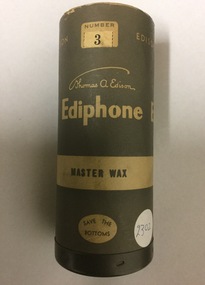 One Edison Ediphone master wax cylinder for Ediphone Dictation. In green container.