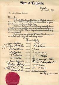 Certificate - WWI Appreciation Certificate, 1916