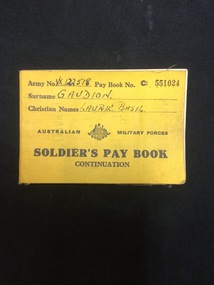 Soldier's Pay Book, T.H. Tennant, Government Printer