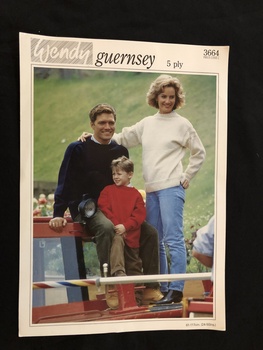 Wendy Guernsey 5 ply knitting pattern. 1 double-sided sheet.