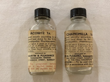 Medicine Bottles, Martin & Peasance, Homeopathic Chemists