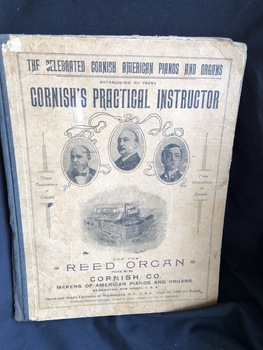 The cover shows three portraits of men and The title Cornish's Practical Instructor and Reed Organ is written below