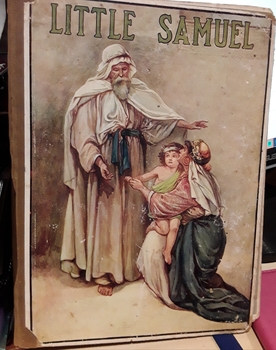 A collection of bible stories for young children with an illustration of a man talking to a mother and her child on the front cover.