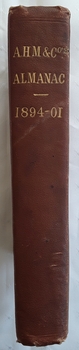 A red covered Weather Almanac from 1894 - 1901 with various tables, maps, diagrams and general information for Victorians.