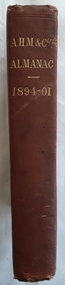 A red covered Weather Almanac from 1894 - 1901 with various tables, maps, diagrams and general information for Victorians.