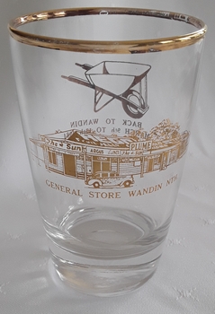A pair of commemorative drinking glasses - Back to Wandin march 9th to 12th 1984.