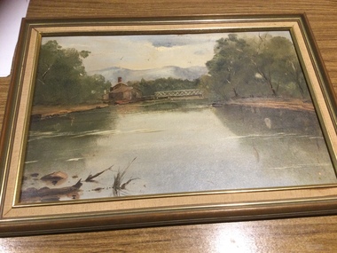 Painting of a river scene in Heidelberg -   oil based.
