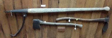 A wooden handled metal Cant Hook was used for rolling heavy logs or bags.
