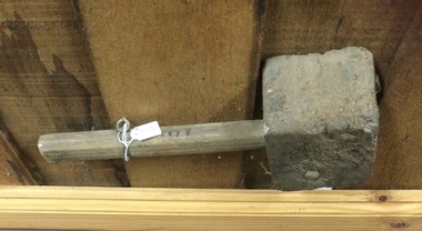 Handmade large wooden mallet head and handle.