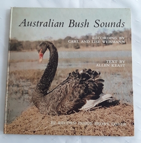 A slim square hardcover book with text by Allen Keast and a record of Australian Bush Sounds.