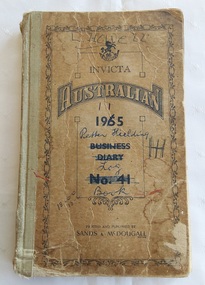 A damaged small brown Invicta Australian 1955 Business Diary No.41 with two days on a page.