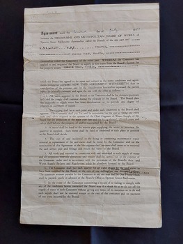 An official original Agreement between the Melbourne and Metropolitan Board of Works Melbourne and Maxwell Hay Proctor. 