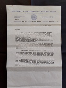 A Land Permit to Subdivide Land from the Melbourne and Metropolitan Board of Works to Mr M. H. Proctor.