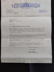 Shire of Lillydale: Planning Application to subdivide land owned by Mr Proctor.