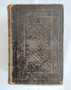 A thick, brown leather hardcover vintage book, The Practical Home Physician and Encyclopedia of Medicine.