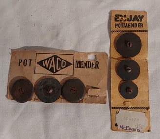 Two cards of old never used kitchen pot repair kits. 