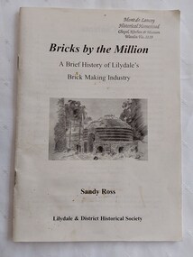 A small white book with publishing details printed in black on the cover and a black and white photograph of a drawing of an early brick kiln.