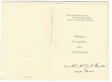 Card - Condolences Card, 1931