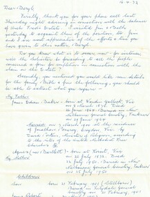 Document - Letter, Elsie Baker, 16.04.1972