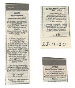 Newspaper - Death Notices, 25.11.2020