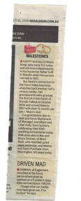 Newspaper - Birthday Article, 25.07.2018